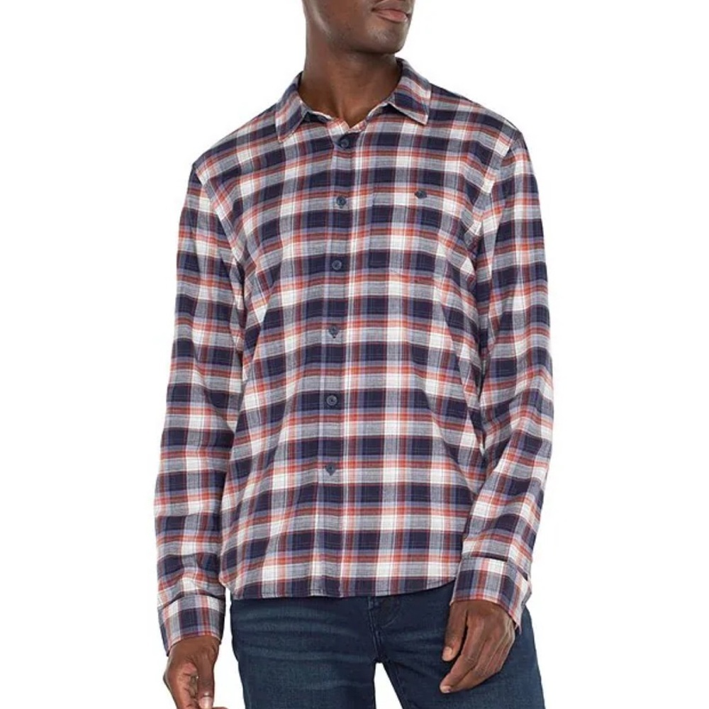 Liverpool Los Angeles Long-Sleeve Plaid Print Woven Shirt Men's‎ Large